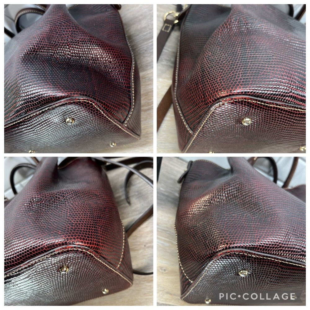 Dooney & Bourke Dark Brown Lizard-Embossed Satchel with Matching Wallet - Picture 7 of 13